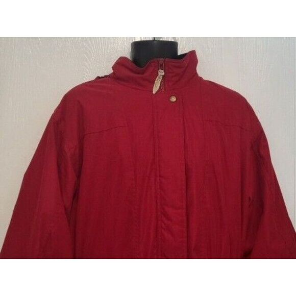 Vintage Woolrich Lined Hooded Coat Women Sz L Holly Berry Red‎ Winter Outerwear - Picture 2 of 11